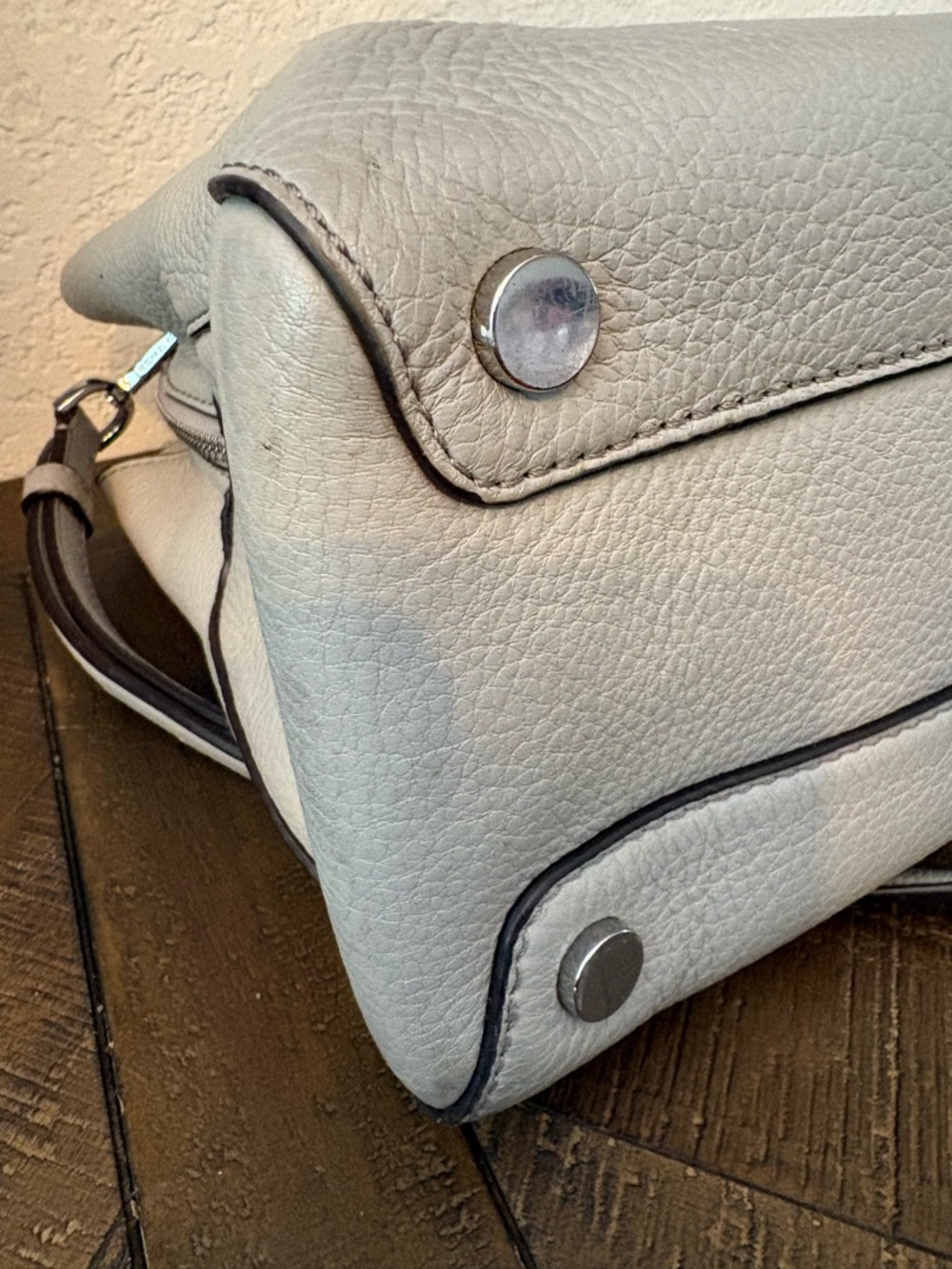 Michael Kors Pebbled Leather Satchel in Light Gray - Picture 9 of 13